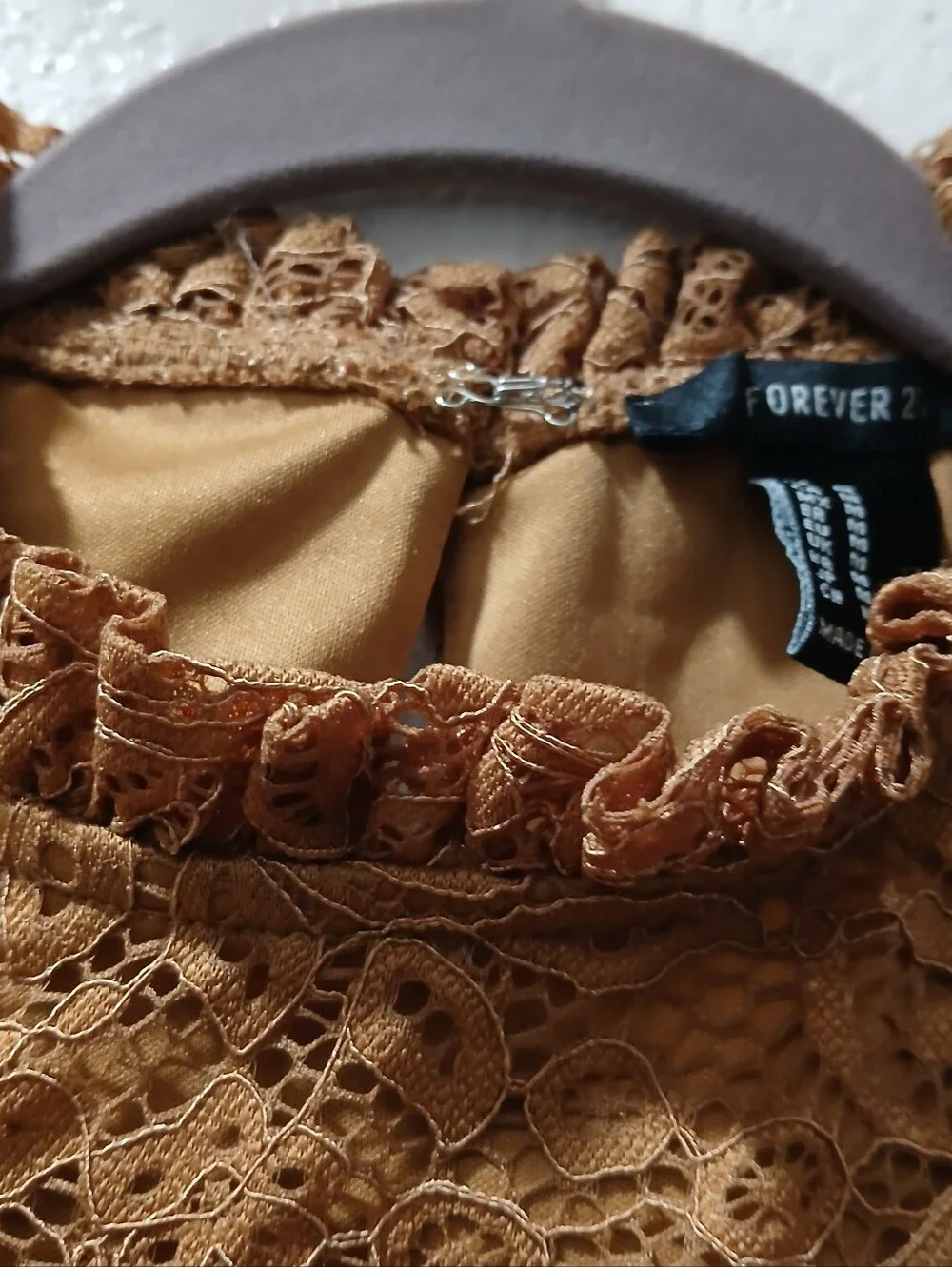 Forever 21 new M Mustard Lace Ruffle Mini Dress